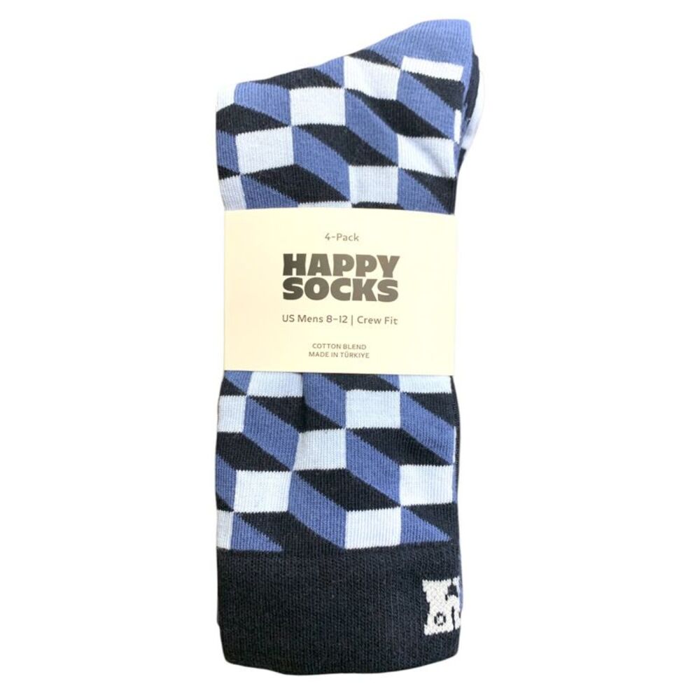 Happy Socks 4-Pack Crew Socks, Cotton Blend, One Size